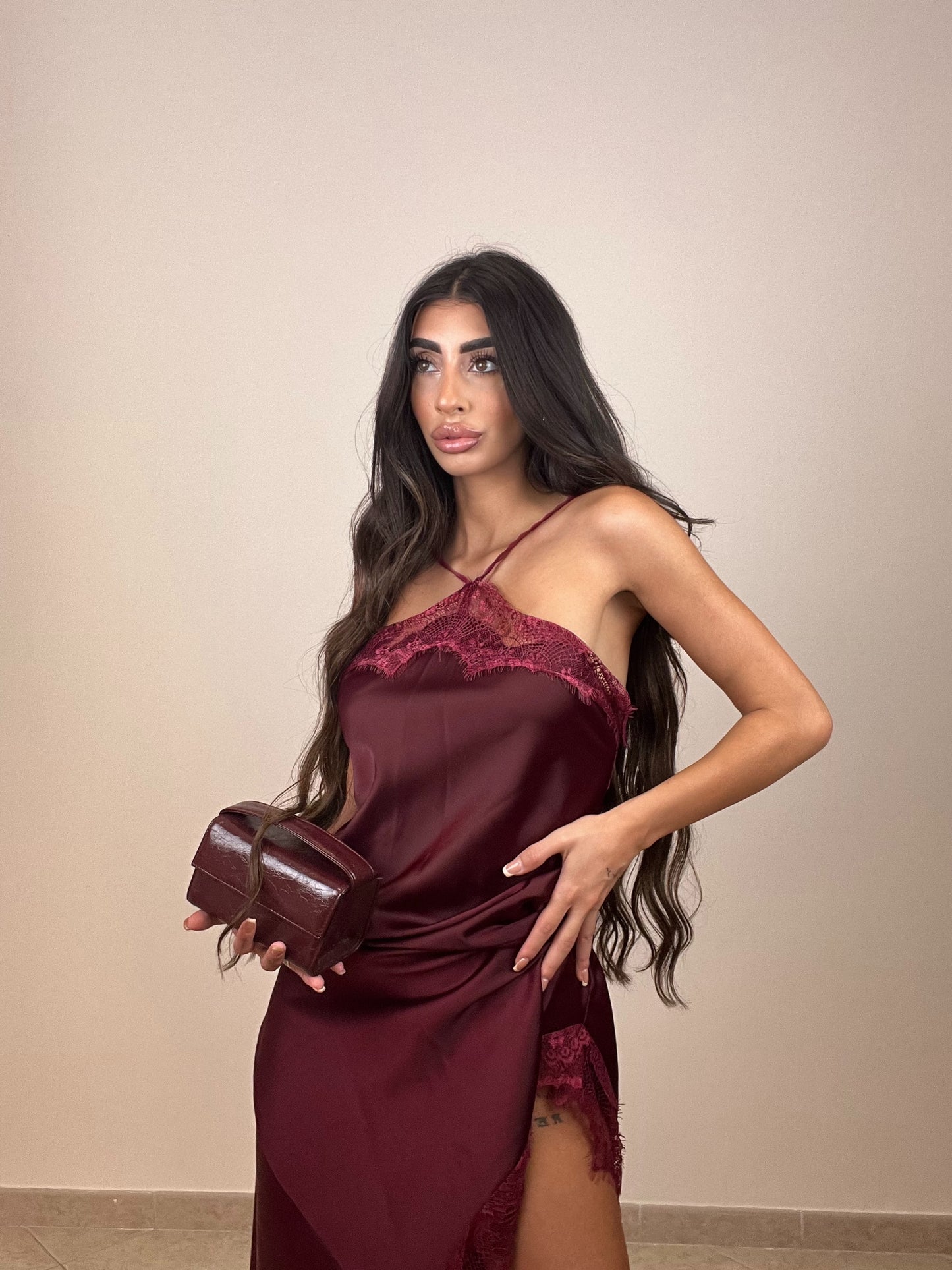 LONGDRESS LINGERIE BORDEAUX