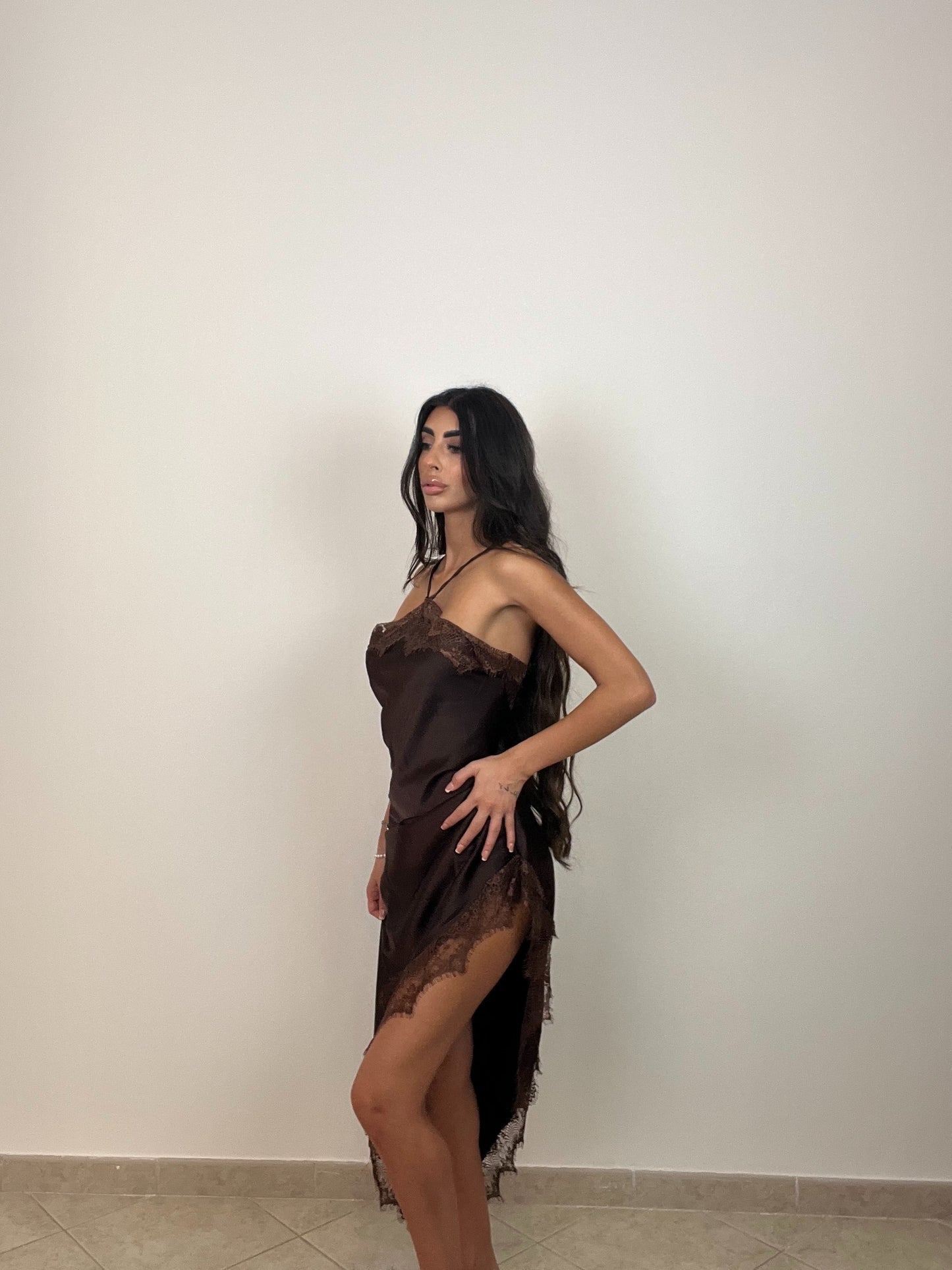 LONGDRESS LINGERIE MARRONE