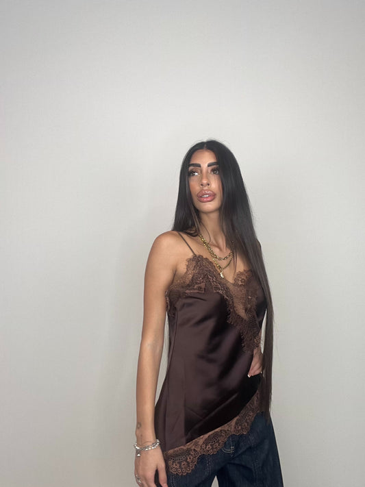 CANOTTA LINGERIE MARRONE