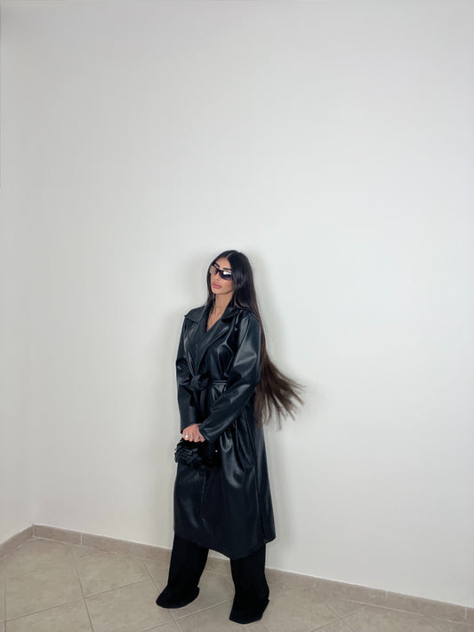 TRENCH ECOPELLE NERO