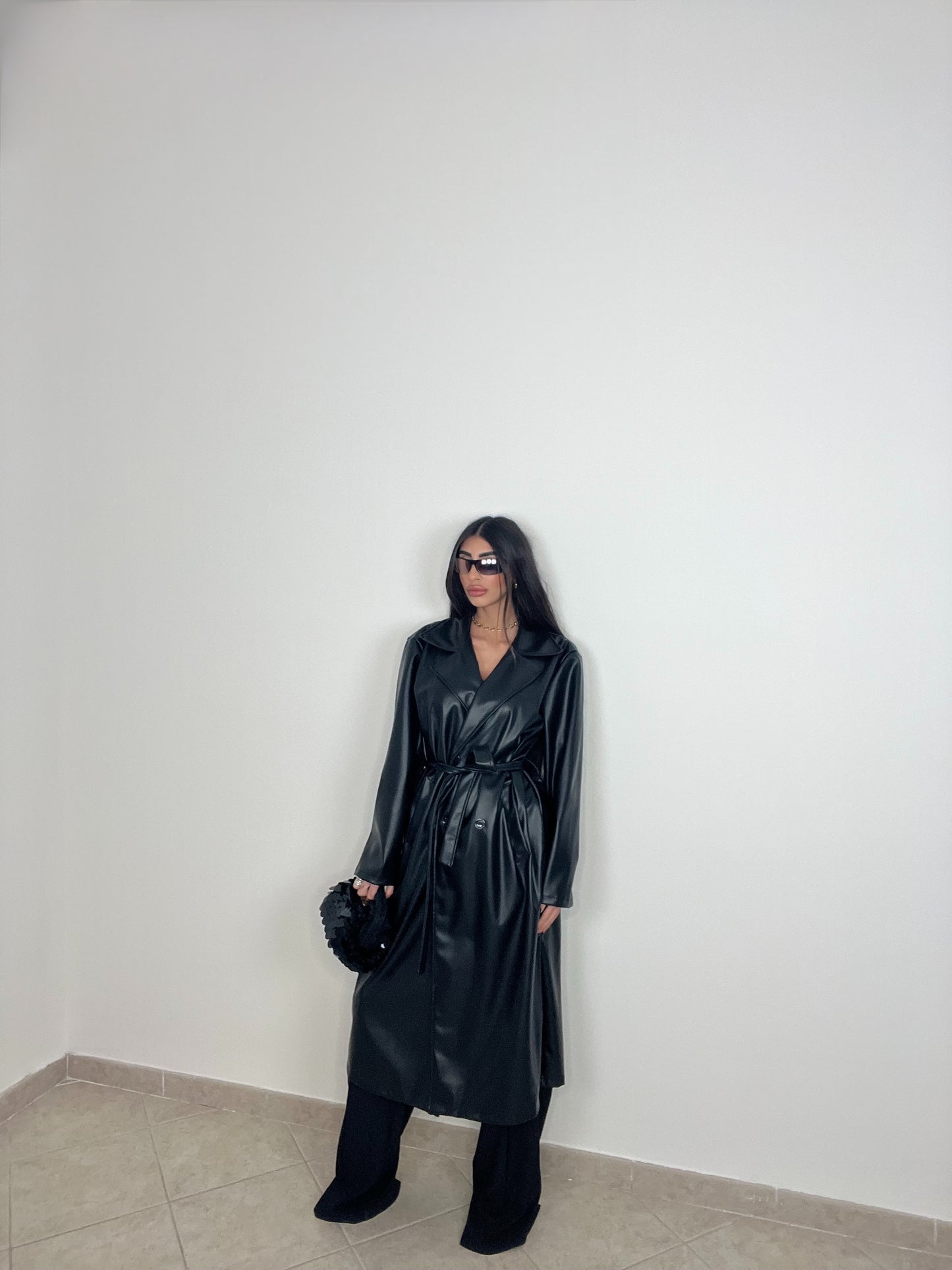 TRENCH ECOPELLE NERO