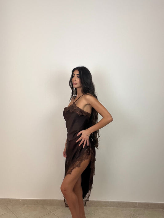 LONGDRESS LINGERIE MARRONE