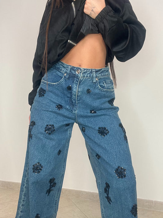 JEANS FLORA NERO