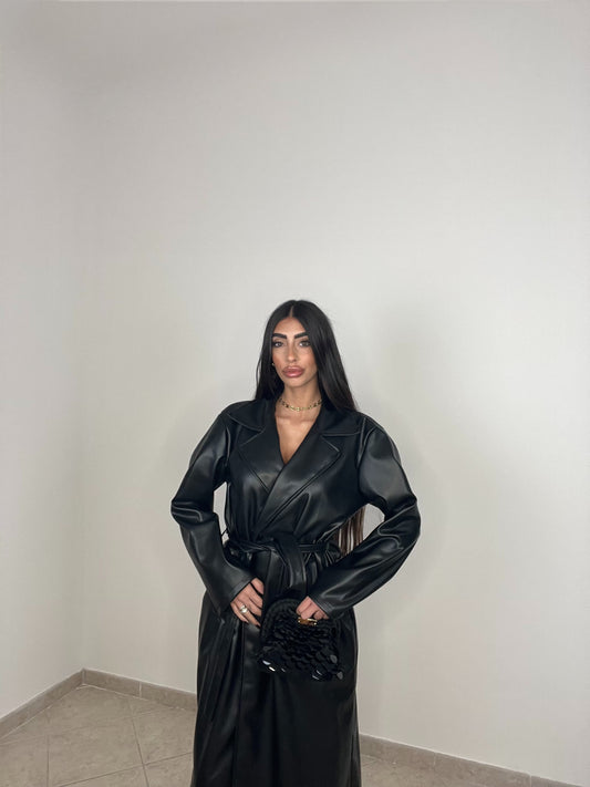 TRENCH ECOPELLE NERO